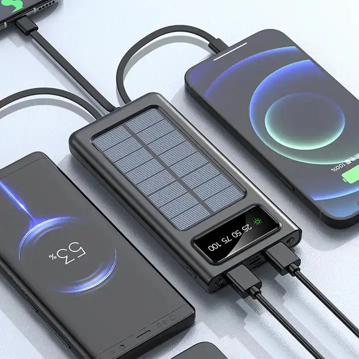 Solar Power Bank 20000mAh, Fast Charging Built in Cable ( UAE Delivery Time: 1-3 Days ) Achieveallmart