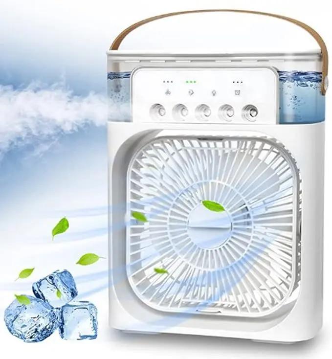 3 In 1 Small Air Cooler LED Night Light Portable Humidifier Air Adjustment Fan For Office & Home Gilded Palm