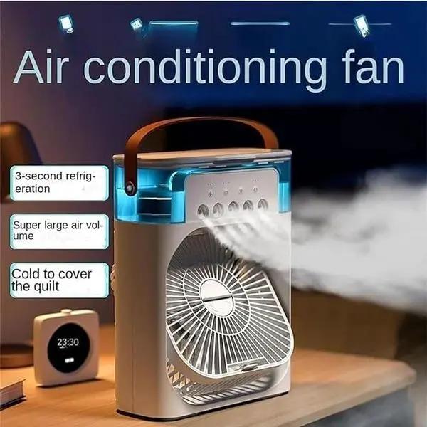 3 In 1 Small Air Cooler LED Night Light Portable Humidifier Air Adjustment Fan For Office & Home Gilded Palm
